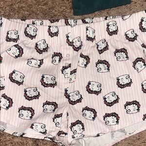 Pink Striped Bettyboop Print Pajama Shorts